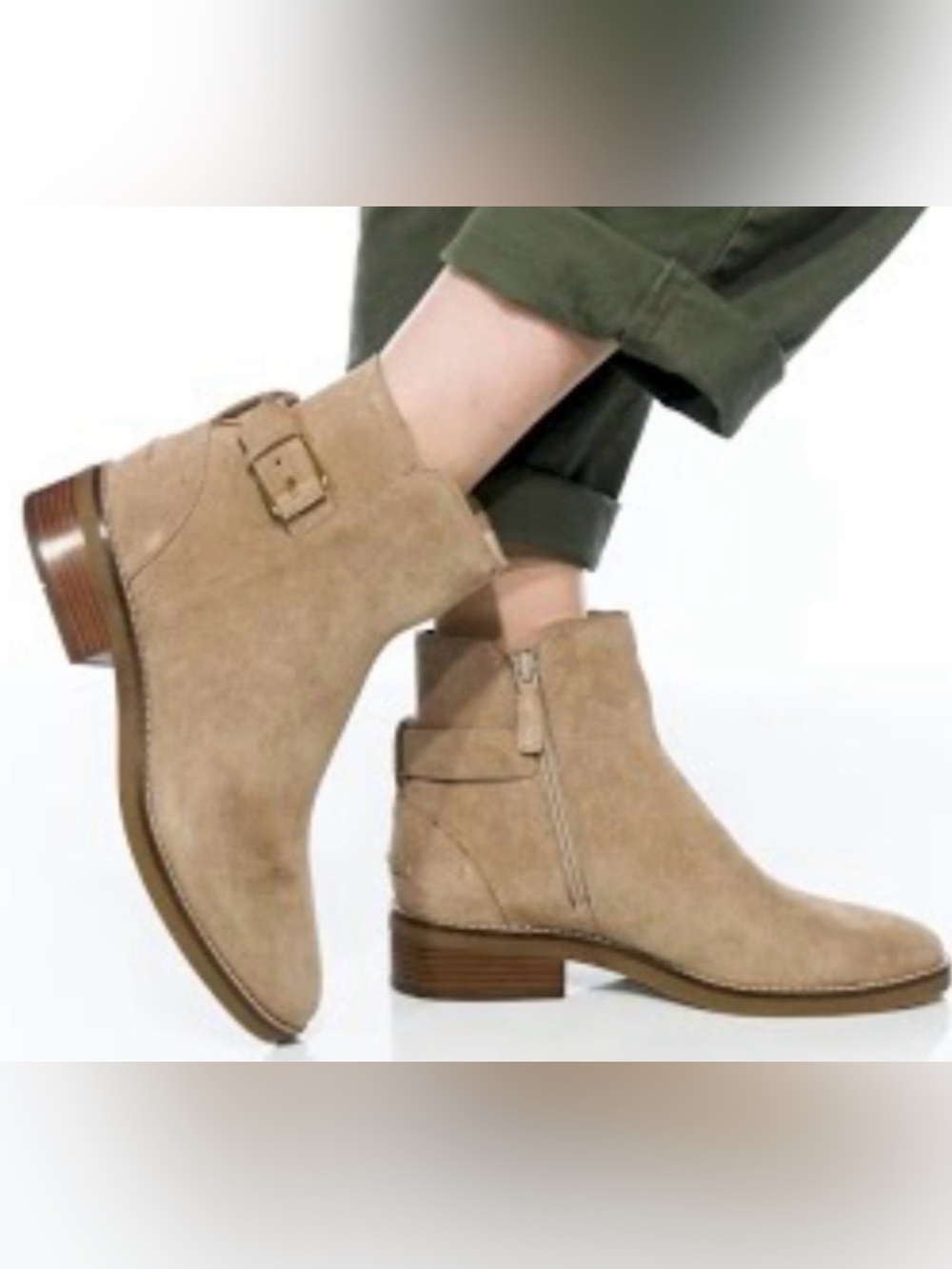 Cole Haan Hampshire Zip Bootie Light Taupe Suede Leather Women's Size 9M NEW